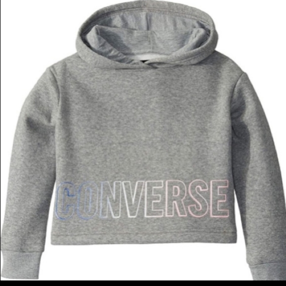 Gray Converse crop top hoodie size XL in girls - Picture 1 of 5